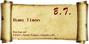 Bums Timon névjegykártya